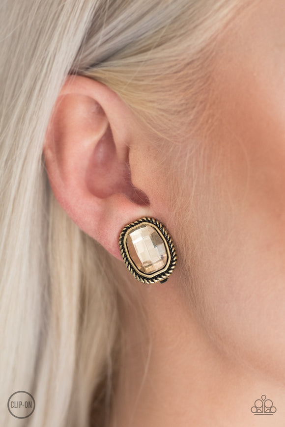 Beam Dream - Brass Earrings Paparazzi Accessories