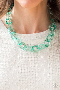 Ice Queen - Green Acrylic Necklace Paparazzi Accessories