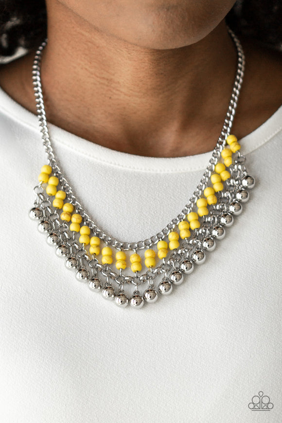 Beaded Bliss - Yellow Necklace Paparazzi Accesories