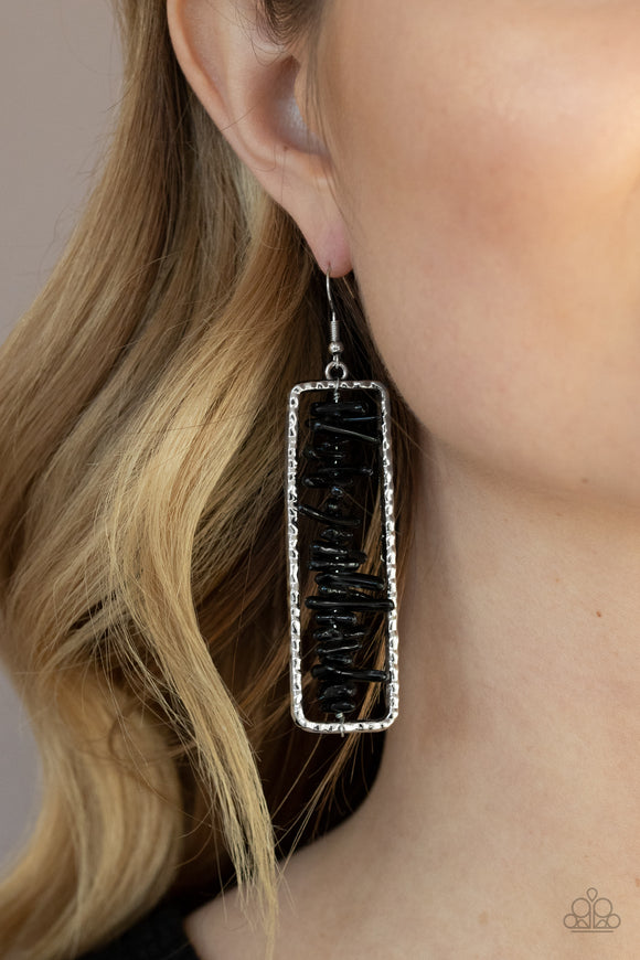 Dont QUARRY, Be Happy Black Earrings Paparazzi Accessories