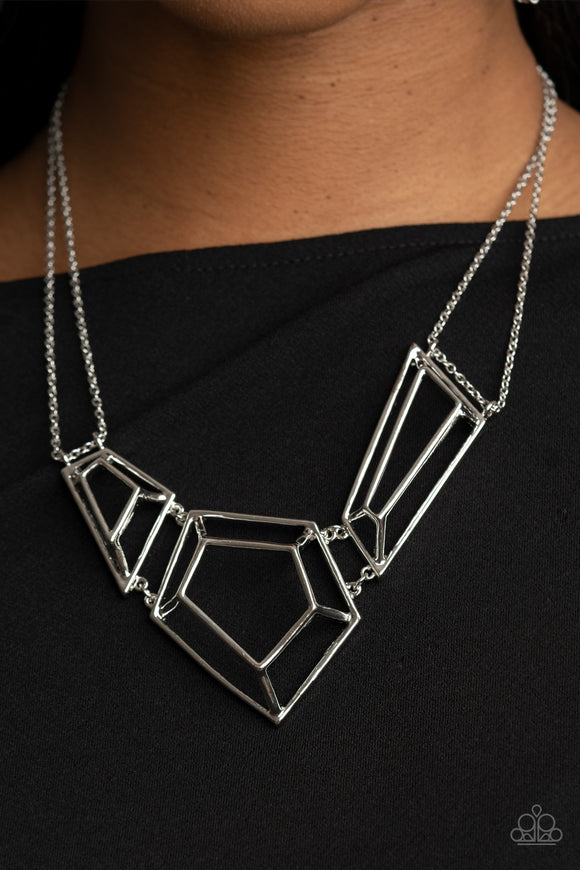 3-D Drama - Silver Paparazzi Necklace