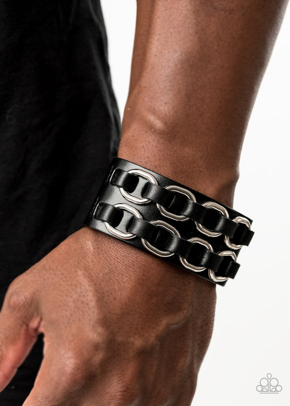 Throttle It Out - Black Urban Bracelet - 2020 Unwritten Preview Collection Paparazzi Accessories