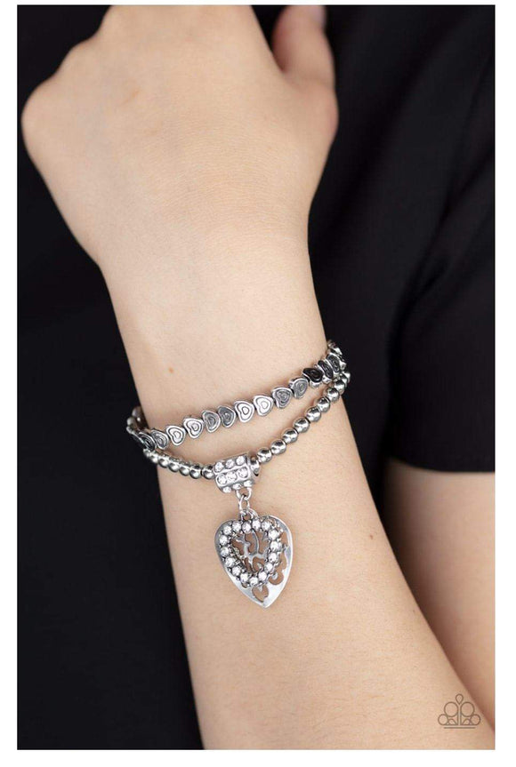 Think With Your Heart Paparazzi White Bracelet