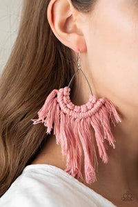 Paparazzi Earrings~ Wanna Piece of MACRAME? ~ Pink